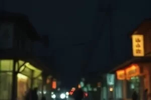 《第七次日落》电影封面，黄昏下的空旷长街与拉长的影子